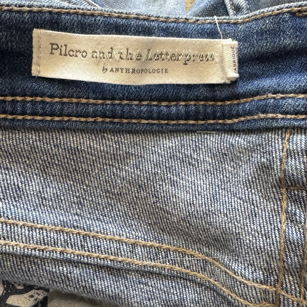 Pilcro And The Letterpress Anthro Slim Boyfriend Jeans Distressed Side Stripe 25 - Picture 6 of 8